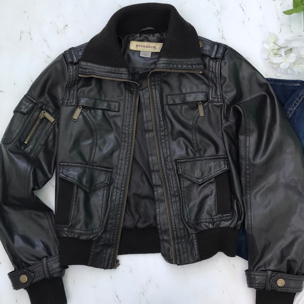 Chocolate Brown Faux Leather Jacket